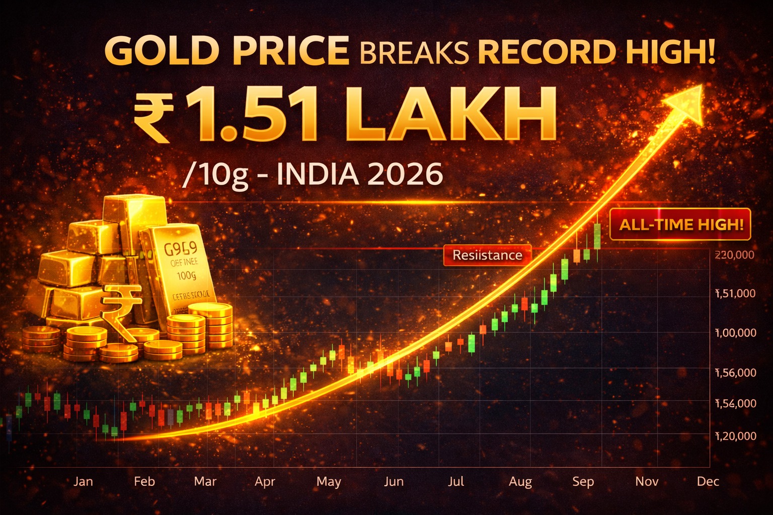 gold price crosses 1.51 lakh per 10g India 2026 record high chart